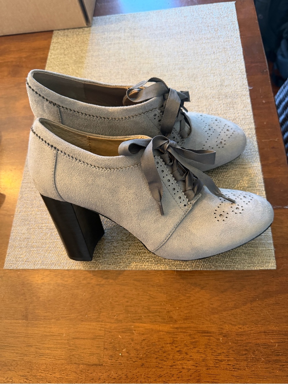 Adrienne Vittadini‎ Victorian Style Heeled Shoe in Grey